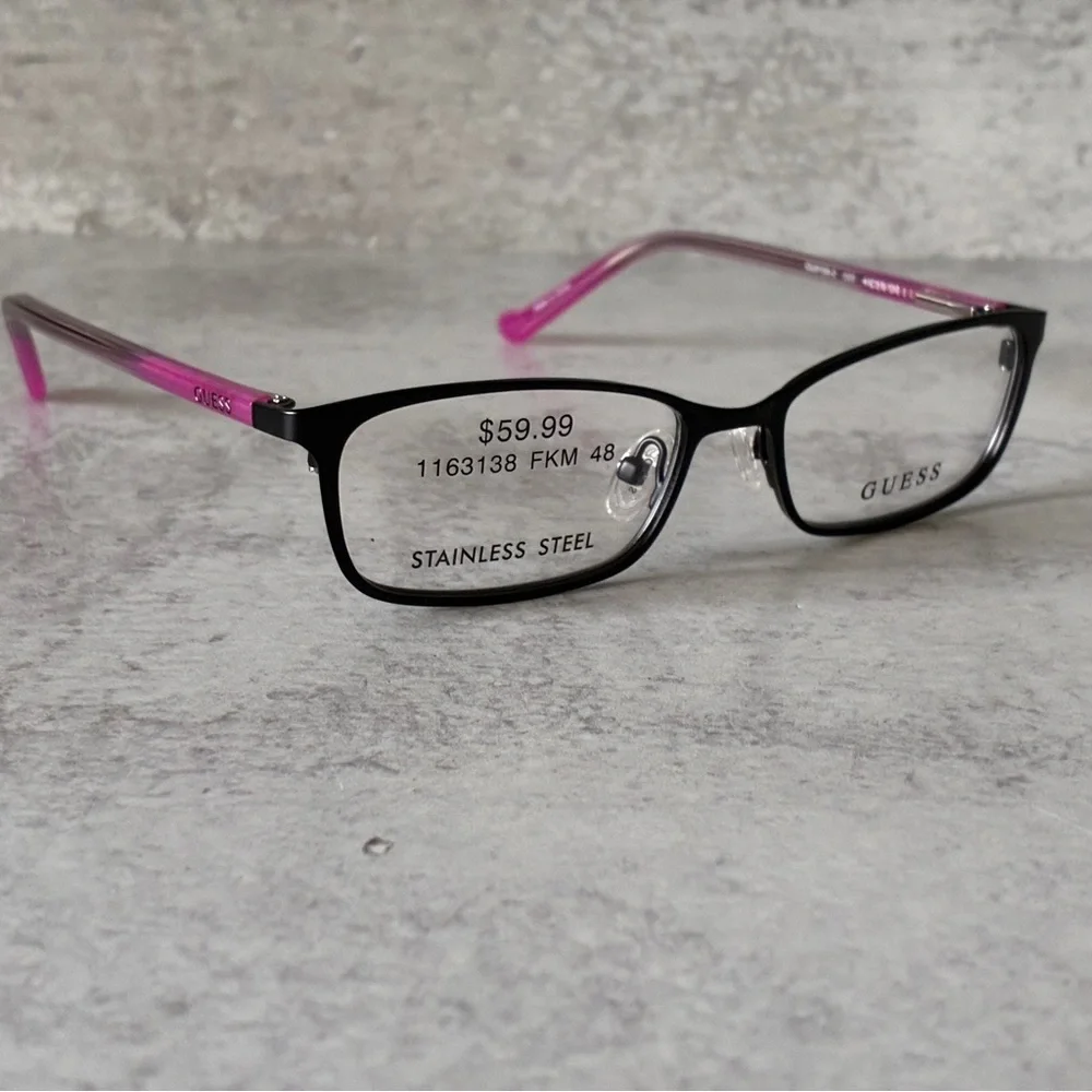 GUESS GU9155-3 005 Black Pink Eyeglasses 48□15 Stainless Steel RX Frames